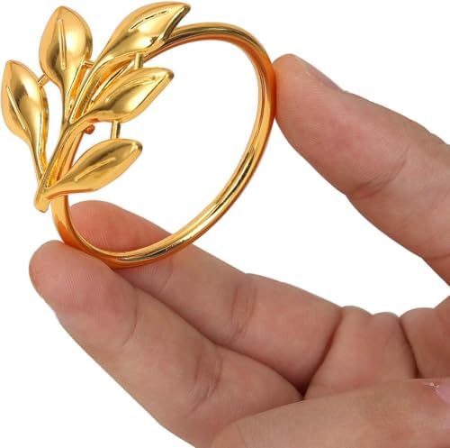 KPOSIYA Gold Napkin Rings Set of 100, Leaf Napkin Holder for Thanksgiving