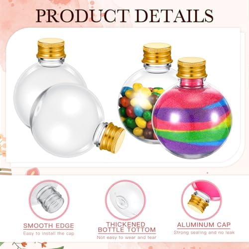 FoldTier 48 Pcs Plastic Potion Bottles with Caps,Gold,Aluminum Cap