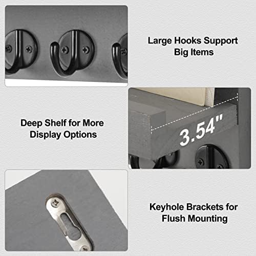 Lwenki Key Holder for Wall, Decorative Key and Mail Holder with Shelf Has Large Key Hooks for Bags, Coats, Umbrella –