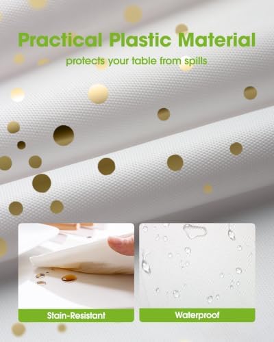 Pureegg Plastic Table Cloth Disposable 54x108 Inch 10 Pack, White Gold