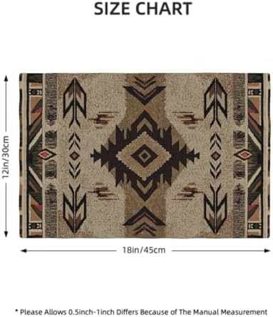 Southwestern Placemats Set of 6 18x12 Inch Western Southwest Linen Place Mat Heat-Resistant Washable Wipeable Native American Table Mat for Party Kitchen Dining Home Decor