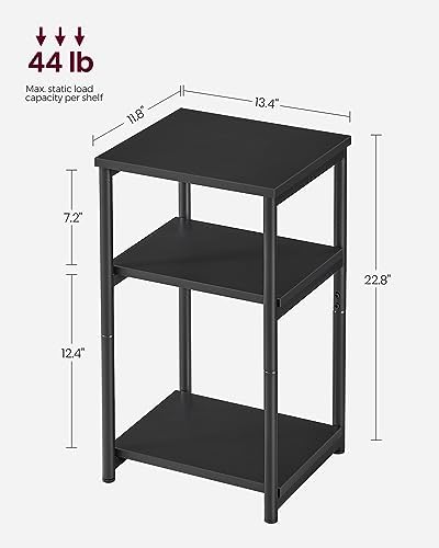 VASAGLE Side Table, Small End Table, Tall Nightstand, Steel Frame