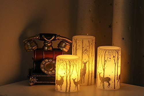 GenSwin Christmas Deer Flameless LED Candles Battery Operated with 6 Timer