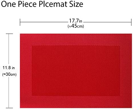 Vinyl Placemats Heat-Resistant Table Mats Washable Easy Clean Plastic Placemats for Dining Table Set of 4 (Red)