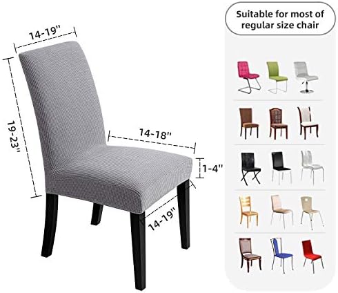 Chair Covers for Dining Room - Stretch Chair Slipcovers for Decorative Seat Protector Armless Removable Washable Elastic Dinner Universal Spandex Solid Chair Slip Covers Set (Grey,6)