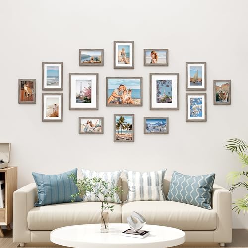Vittanly 15 Pack Picture Frames Collage Wall Decor, Wall/Tabletop Display