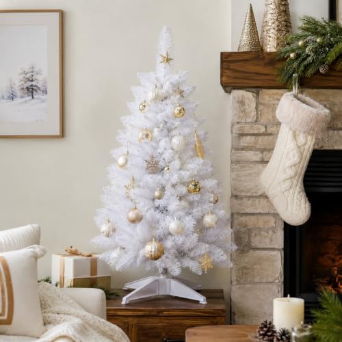 4FT White Artificial Small Christmas Tree Mini Tabletop Decor