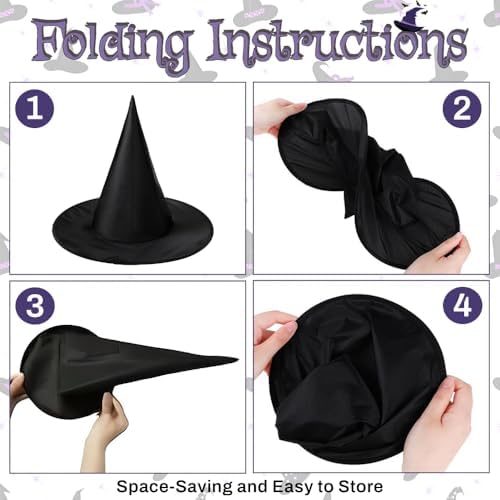 15 PCS Halloween Witch Hats, Black Hanging Wizard Hat Decorations