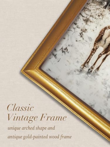 TwoDays Vintage Christmas Santa 11" x 13.8" Gold Arched Framed Wall Art