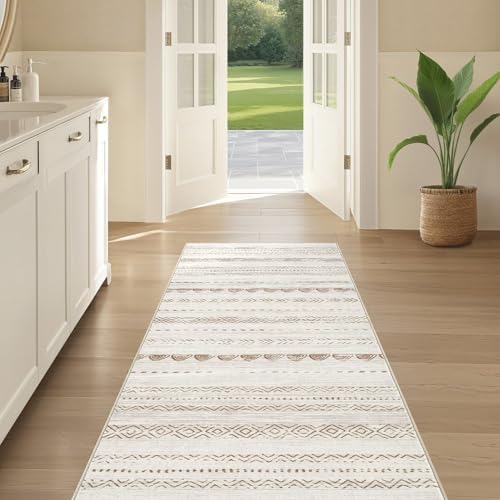 Nakagishi Boho 2x6 Runner Rug Machine Washable Rugs Non Slip Beige/Brown