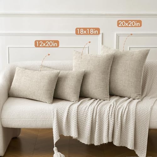MIULEE Soft Chenille Throw Pillow Covers Light Taupe 18x18 Inch Pack of 2