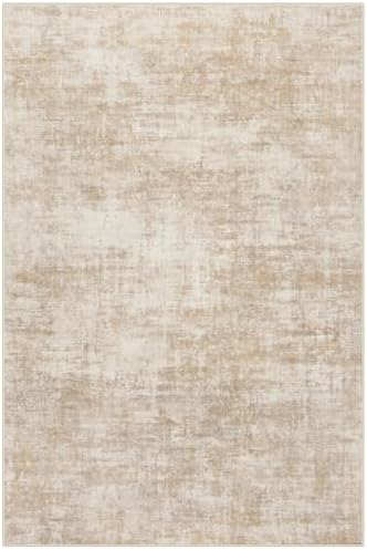 4x6 Area Rugs for Living Room: Washable Abstract Beige Badroom Carpet