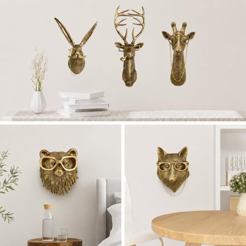 UITWMKTG Gold Fox Head Wall Decor - Modern Animal Wall Sculpture, Fox Wall Art for Living Room, Bedroom, Office, Gold