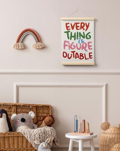 FGFK Everything is Figureoutable Colorful Inspirational Wall Art Poster Hanger Frame, Motivational Positive
