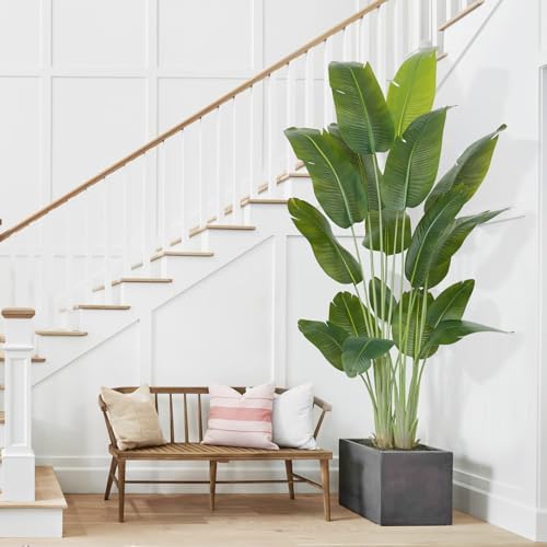 Artificial Bird of Paradise Plant 7.5Ft Tall Fake Tropical Palm Tree Large Fake Plants with 18 Silk Banana Leaves Faux