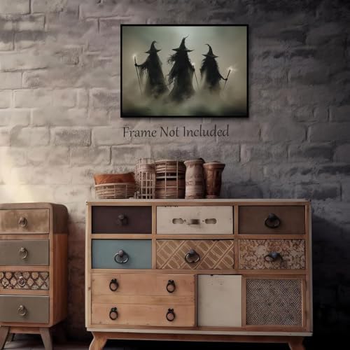 ILLBDR Halloween Three Wizards Canvas Wall Art Poster 16x24 inch