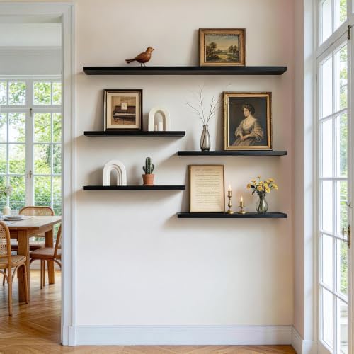 BAYKA Floating Shelves for Wall, 22.5 inches Wall Mounted Rustic Wood Shelves for Bathroom, Bedroom, Living Room