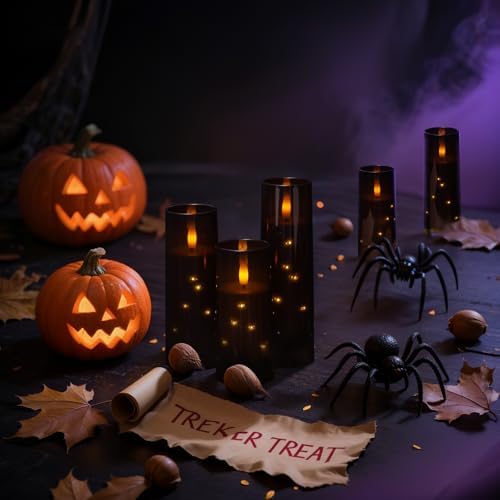Raycare Black Halloween Flameless Battery Operated Candle with Remote Timer