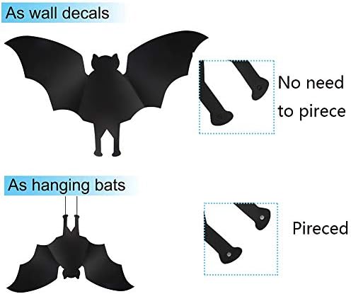 CCINEE Halloween Bat Decoration,Large Hanging Bat Wall Decal Window Door Entryway Sticker for Party Favor Supply,24PCS