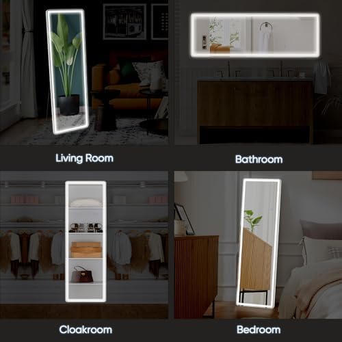 DUMOS Full Length Mirror with Light, 21"x64" LED Floor Standing Mirror
