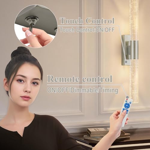 camuucci Battery Operated Wall Sconces Set of 2, Rechargeable Wall Lights