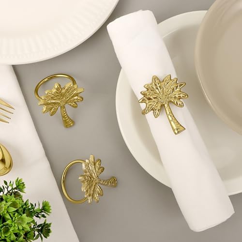 Alpha Living Home Metal Napkin Rings, Gold, Set of 12