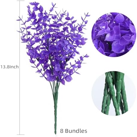 RECUTMS Artificial Plants Outdoor Artificial Ferns for Spring Outdoors 8Pcs