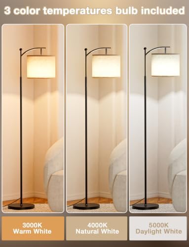Ambimall 60" Modern Floor Lamp with Beige Shade, 9W LED Bulb