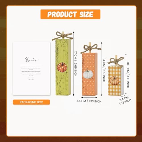 Smile Fall Wooden Decor Signs Set Pumpkin Trio Vertical Harvest Home Decor