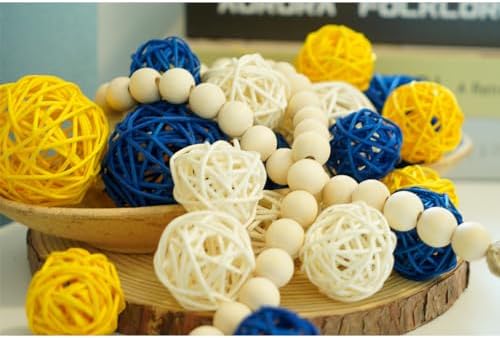 Qingbei Rina 20 PCS Decorative Balls for Bowls, Yellow Blue White