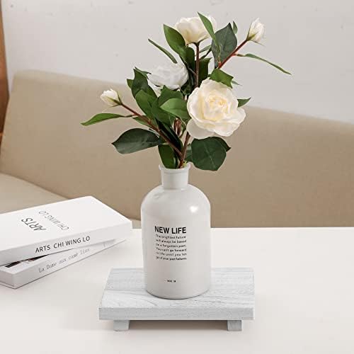 Wood Bathroom Tray Farmhouse Decor Kitchen Soap Holder, 9"x6" White