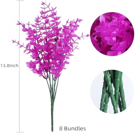 RECUTMS 8Pc Artificial Faux Plant Outdoor Spring Pure Eucalyptus Decoration