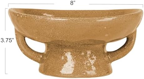 Stoneware Footed Pedestal Bowl / Taupe / 8.0" Round x 3.75" Tall