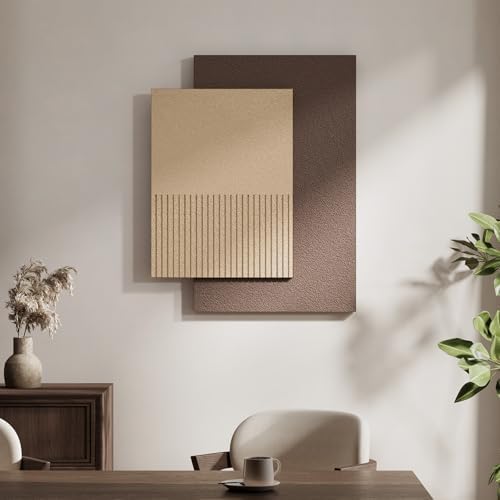 Large Brown 3D Textured Wall Art, Minimalist Neutral Artworks for Walls