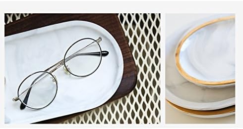 Chic Ceramic Marble Oval Dessert Plate Cake Plate Jewelry Dish Ring Dish Cosmetics / Gold Edge