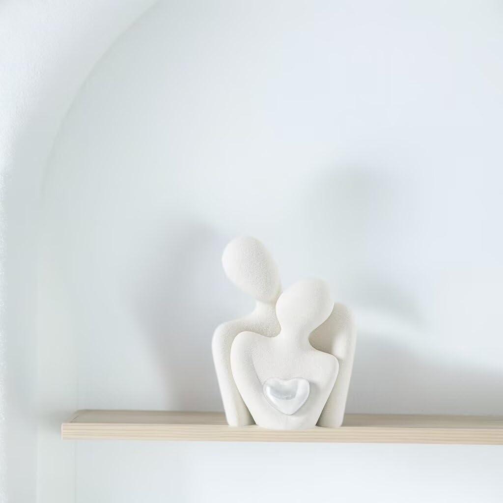 Mini Couple Statue Decor Ceramic Love Sculpture / Medium / Silver