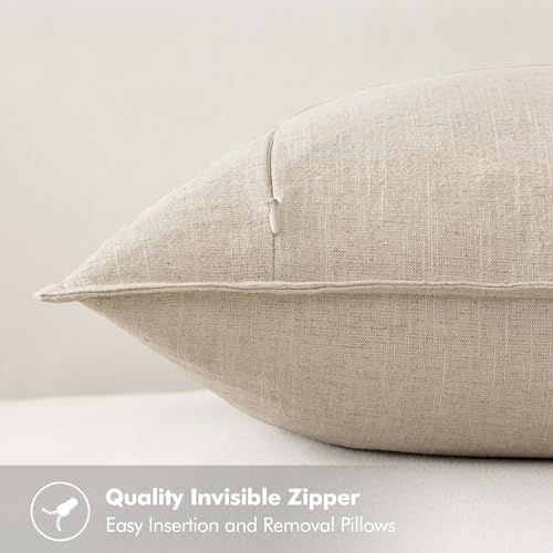 Linen Pillow Covers Decorative Natural Solid Throw Pillow Covers Soft / 18 x 18 / Beige / Set of 4
