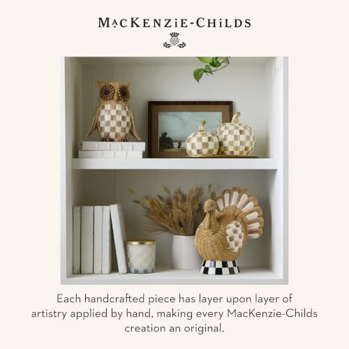 MACKENZIE-CHILDS Resin Mini Turkey Figurine, Courtly Check Gold
