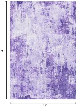 RELEANY Washable Runner 2'x8' Abstract Area Rug for Hallway Purple