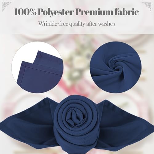 PLOYMONO Navy Blue Cloth Napkins - 8 Pack 17"x17" Polyester Dinner Napkins