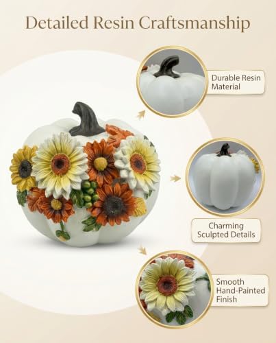 Fall Decorations for Home Floral Pumpkin Figurine Harvest Tabletop Decor
