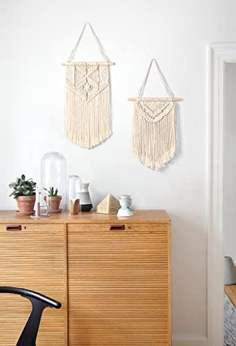 Macrame Wall Hanging Boho Wall Art Decor Woven Chic Bohemian Room Decor / Small / Set of 2