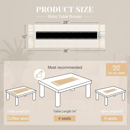 FEXIA Farmhouse Table Runner for Home Decor 12x36 Black Fall Home Decor
