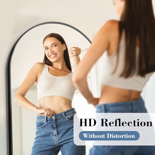 DUMOS 56"x15" Arched Full Length Mirror with Stand, Full Body Floor Mirror
