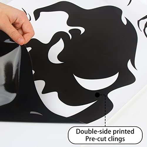 CCINEE Halloween Window Cling Sticker, 4 Sheet Giant Spooky Monster Silhouette Window Decal Scary Black Stickers for Halloween Indoor Kids Room and Party Decoration…