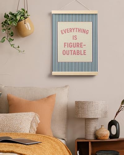 FGFK Everything is Figureoutable Positive Affirmations Wall Art Poster Hanger Frame, Retro Pink and Blue Inspirational