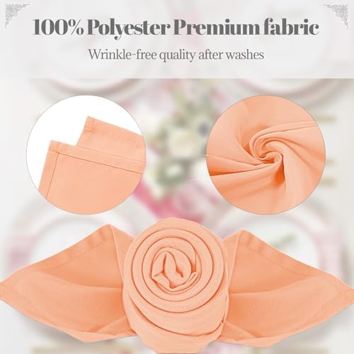 PLOYMONO Peach Cloth Napkins - 8 Pack 17" x 17" Washable Polyester Napkins