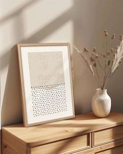 KensTro 16x20 Oak Framed Beige Christian Abstract Wall Art