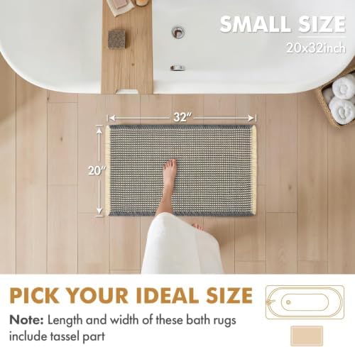 MIULEE Set of 2 Waffle Bathroom Rugs Dark Grey&Yellow Bath Mat 20x32 Inch