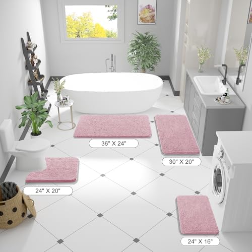 OLANLY Bathroom Runner Rugs 70x24, Extra Soft Absorbent Chenille Bath Rugs